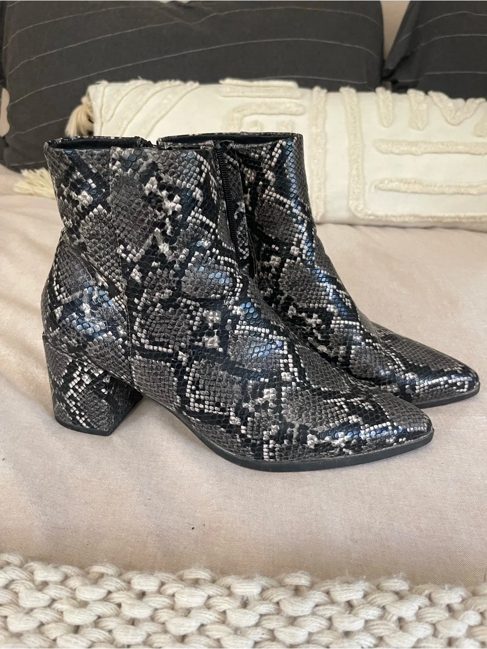 Madden Girl Snake Print Ankle Boots